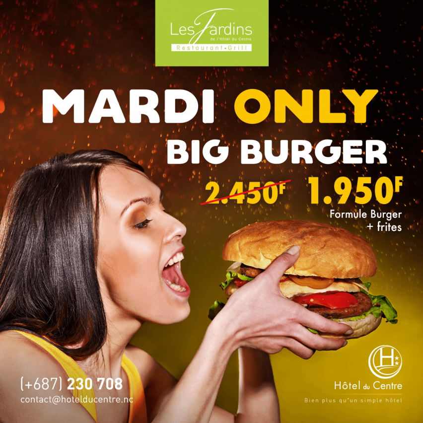 The Big Burger at a low price on Tuesdays only!